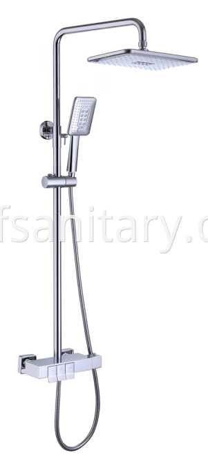 Chrome Shower Mixer Set With Shelf Piano Button